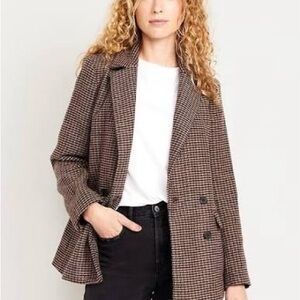 Old Navy Houndstooth Double-Breasted Blazer Jacket - Brown